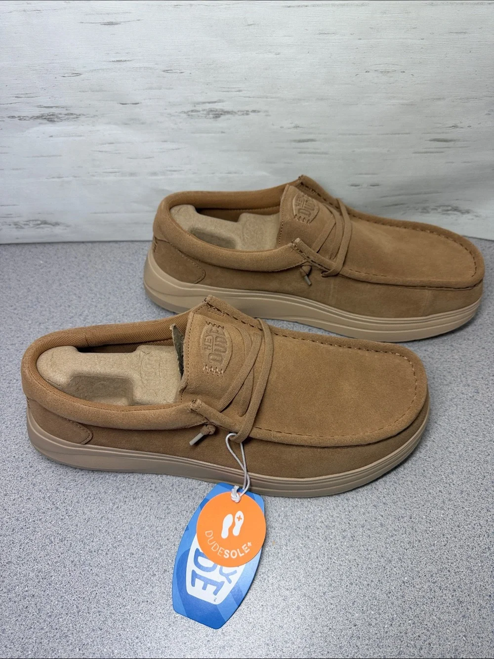 Hey Dude Men’s Suede Slip-On Loafers in Tan Brown
